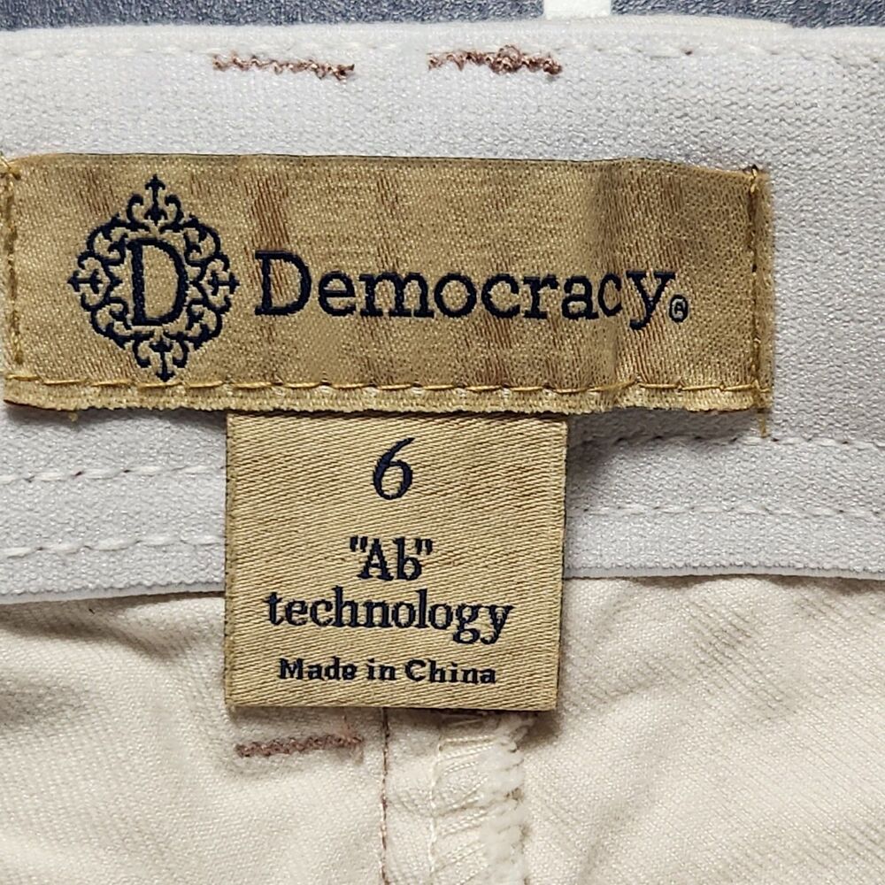 Democracy Womens 6 Ab Solution Straight Leg Frayed Hem Jeans Ivory 31x28 - Picture 4 of 9